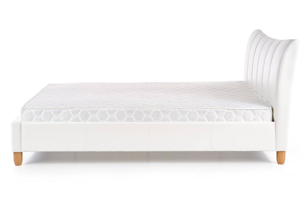 Kétszemélyes ágy, szövet, fehér, 160 cm - soleil - butopêa